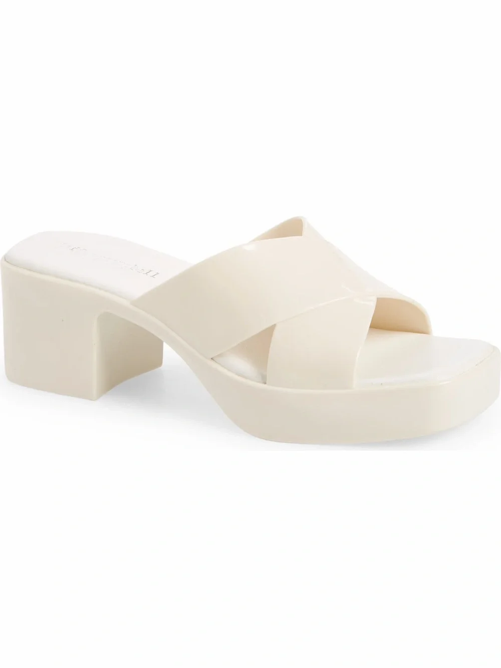Jeffrey Campbell Bubblegum Platform Sandals Cream Crossband Block Heel Slides 8